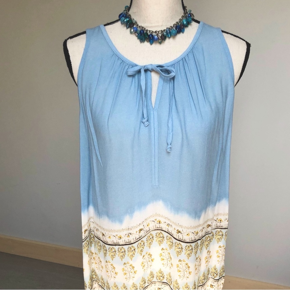 NEW Sonoma Sky Blue Boho Sleeveless Top Large